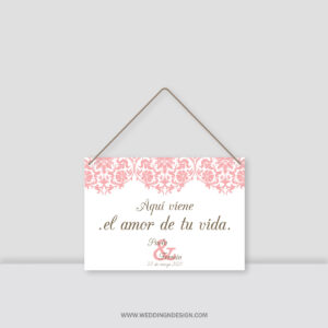 Carteles boda Sevilla | Cartel Aquí viene el amor de tu vida Paris | Catálogo Wedding & Design