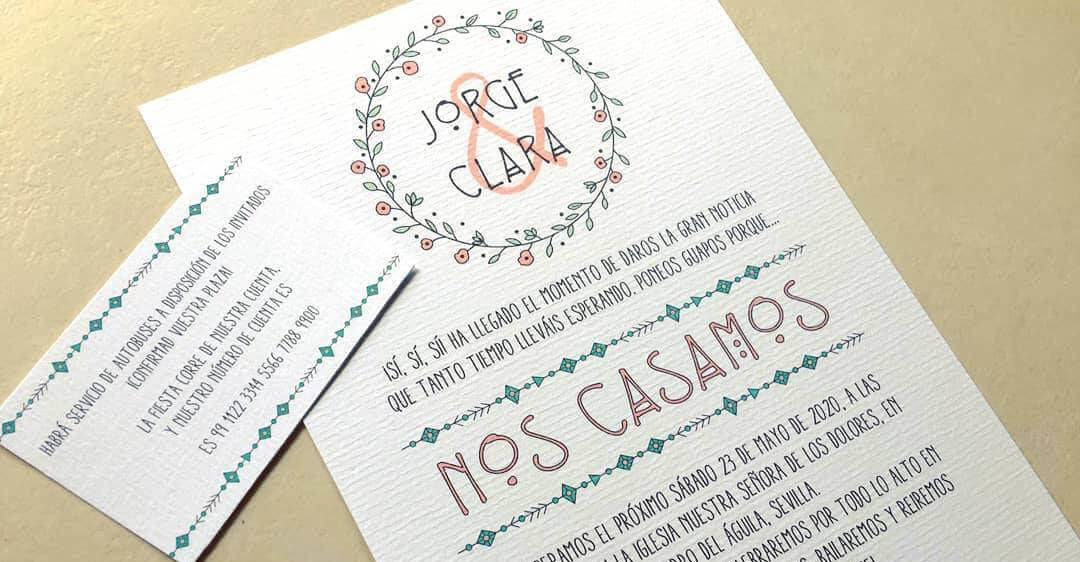 Invitaciones boda Sevilla - Invitación + tarjeta Boho - Wedding & Design Invitaciones boda Sevilla - Invitación + tarjeta Boho - Wedding & Design