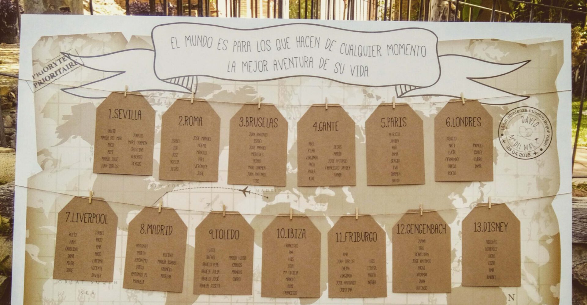 Seating plan boda Sevilla - Seating plan Amor Viajero - Wedding & Design