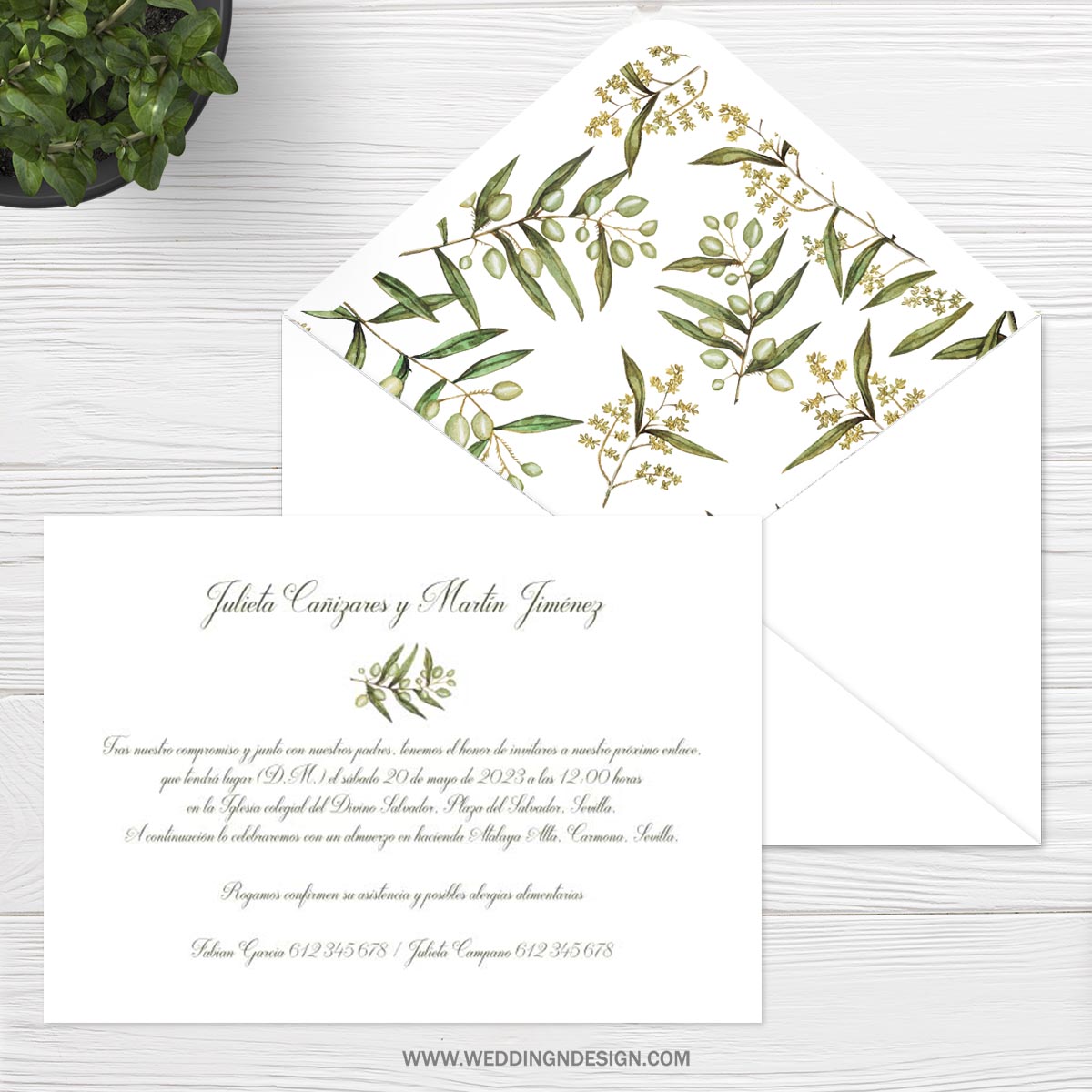 Invitaciones ramas de olivo | Invitación Jaén | Wedding & Design