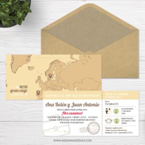 Invitaciones boda Sevilla | Invitación Mapamundi | Catálogo Wedding & Design