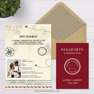 Invitaciones boda Sevilla - Invitación boda Pasaporte - Catálogo Wedding & Design