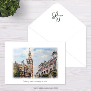 Invitaciones boda Sevilla - Invitación boda Giralda - Catálogo Wedding & Design